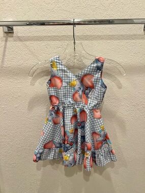 Dumbo Gingham Sleeveless Girls Dress - Blue, Pink, Yellow